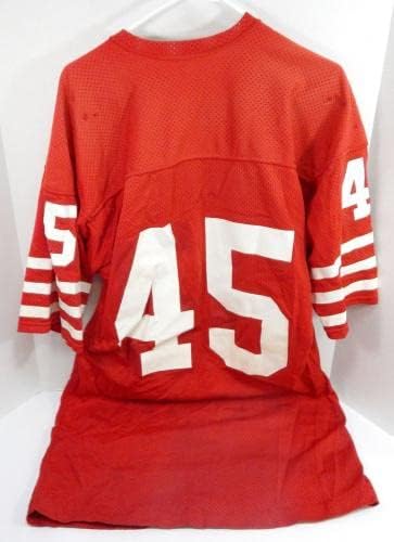 1980'lerin sonu 1990'ların başı San Francisco 49ers 45 Oyun Kullanılmış Kırmızı Forma 46 759-İmzasız NFL Oyunu Kullanılmış