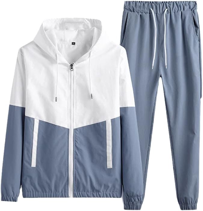 Altın HOROZ Spor Hoodie günlük giysi Bahar erkek Ceket + Pantolon İki Parçalı Hip Hop Sokak Giyim LS-Mavi L