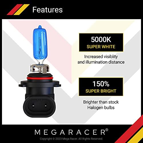 Mega Racer 9005 / HB3 9006 / HB4 Halojen Far Ampul-5000 K Süper Beyaz, 12 V 100 W/100 W, Xenon, IP68 Su Geçirmez Anma,