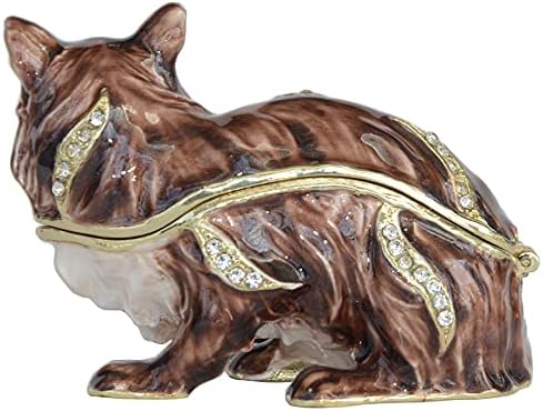 MİXDOM Siyah Kitty Biblo Kutusu Mücevher Kutusu El Boyalı Dekoratif Kutu Menteşeli Kapaklı Yüzük Küpe Tutucu Kedi