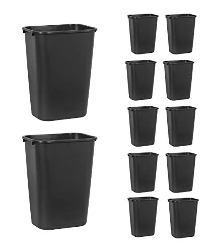 Rubbermaid Ticari Ürünler Reçine Çöp Kovası / Çöp Tenekesi, 10 Galon/41 Litre, Siyah, Plastik, Yatak Odası / Banyo