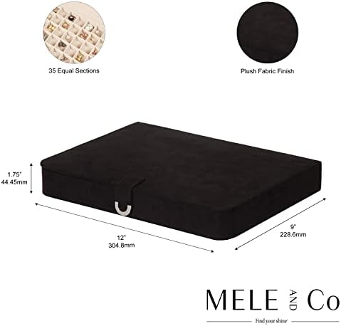 Mele & Co. Cameron Peluş Kumaş Mücevher Kutusu, Yüzük ve Küpe Düzenleyici (Siyah)