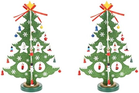 2 adet Dekorasyon Güzel Dekoratif Bebek Masa Narin Heykeli Süsleme Kış Mini Ahşap Yapay Ağaç: Noel Dolabı ile Masaüstü