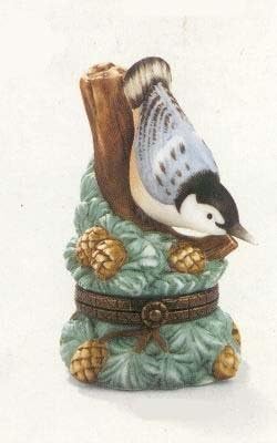 PHB Beyaz Göğüslü Sıvacı Kuşu Porselen Hingec Kutusu-Cannon Falls Songbird Serisinin Ortabatısı