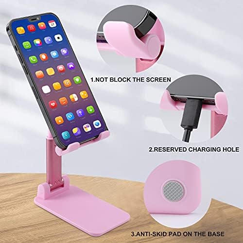 Mart Hayatımız için Katlanabilir cep telefon standı Ayarlanabilir tablet tutucu yuvası Ev Ofis Masaüstü Pembe Tarzı