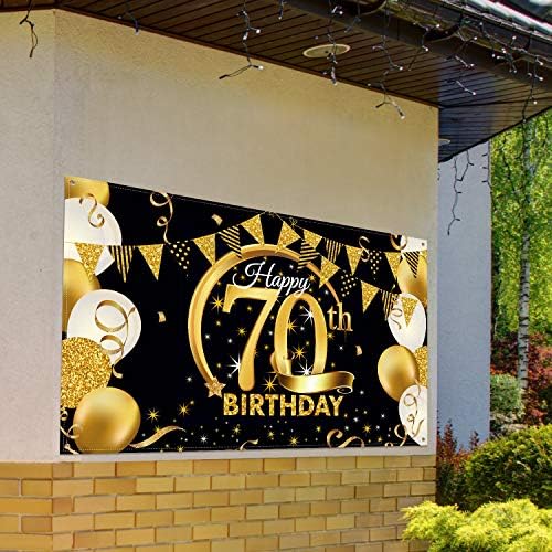 Doğum günü Partisi Dekorasyon Ekstra Büyük Kumaş Siyah Altın Işareti Posteri Yıldönümü fotoğraf kabini Zemin Arka