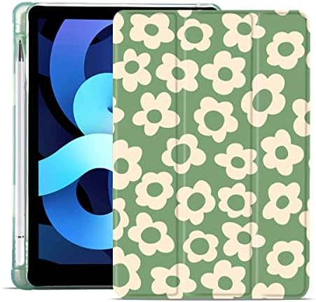 MAYCARİ Yeşil Çiçek Kılıf iPad hava 10.9 inç 2020/2022 Kalem Tutucu ile, sevimli iPad 4th / 5th Nesil Koruyucu Kılıf
