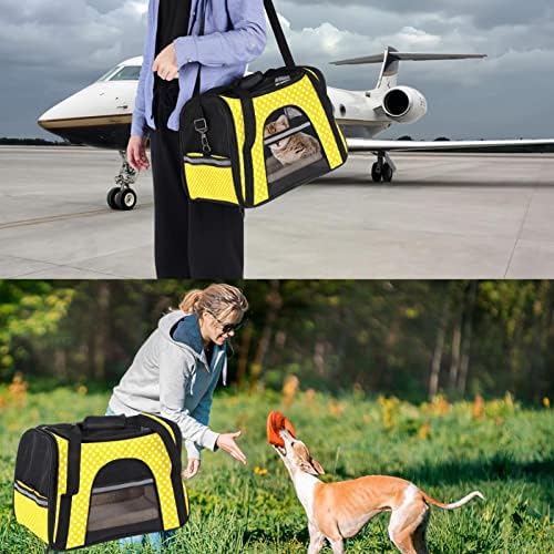 Evcil hayvan taşıyıcı, Yumuşak Taraflı Konfor Taşınabilir Katlanabilir Seyahat evcil hayvan çantası, Beyaz nokta Sarı