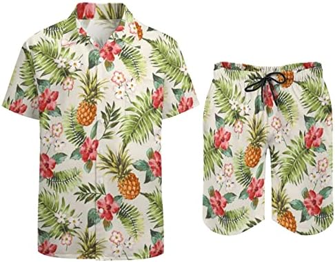 DUOWEİ Üç Parçalı Takım Elbise Erkek Erkek Yaz Moda Eğlence Hawaii Sahil Tatil Plaj Dijital 3D Baskı Erkek Moda