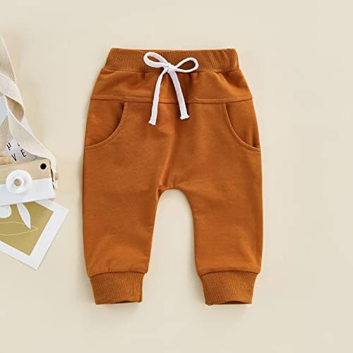 TheFound Yenidoğan Bebek Erkek Kız Sweatpant Pantolon Elastik Bel Ayarlanabilir İpli Düz Gevşek Fit pamuk koşucu pantolonu