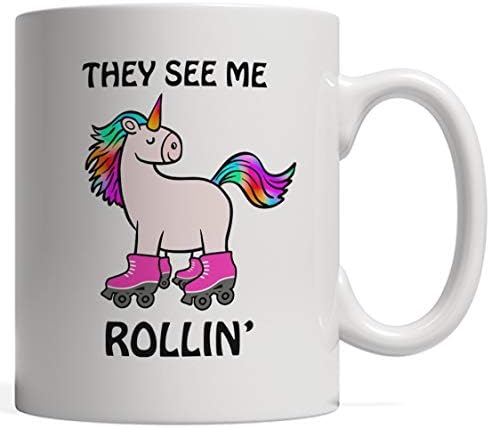 Beni Rollin büyülü tek boynuzlu at komik kupa | Roller Derby paten hediye - Gay ve lezbiyen gurur geçit töreni için