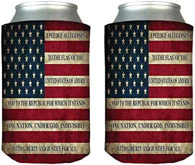 ABD Bayrağı Bağlılık Sözü Katlanabilir Bira içecek şişesi Soğutucu Kollu 2 hediye paketi Seti