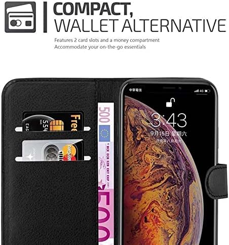 Cadorabo Kitap Çantası Apple iPhone Xs MAX ile uyumlu Oksit Siyah-Manyetik Kapatma, Stand Fonksiyonu ve Kart Yuvası