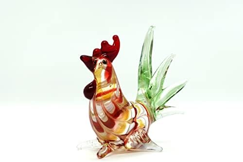 Sansukjai Tavuk Horoz Minyatür Figürler Hayvanlar El Üflemeli Cam Sanatı Koleksiyon Hediye Süslemeleri, R G Y