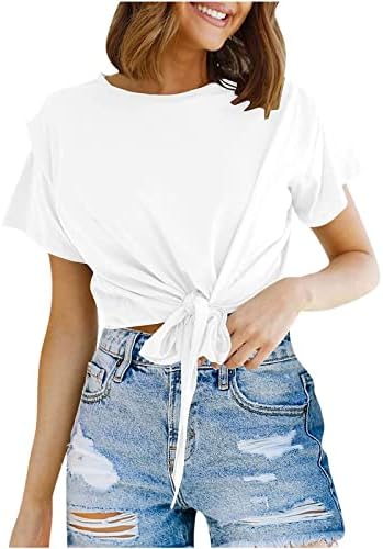 Kadın Kısa Kollu Üstleri Dupe İnce Tunikler Zayıflama Bluzlar Kaşkorse T Shirt Ekip Boyun Salonu Düz Üstleri E5