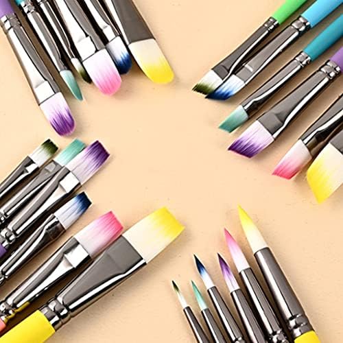 WYWWDXF 24 adet Naylon Saç Ahşap Saplı Suluboya boya fırçaları Kalem Kazıyıcı ovma fırçası Seti DIY Yağ Akrilik Resim