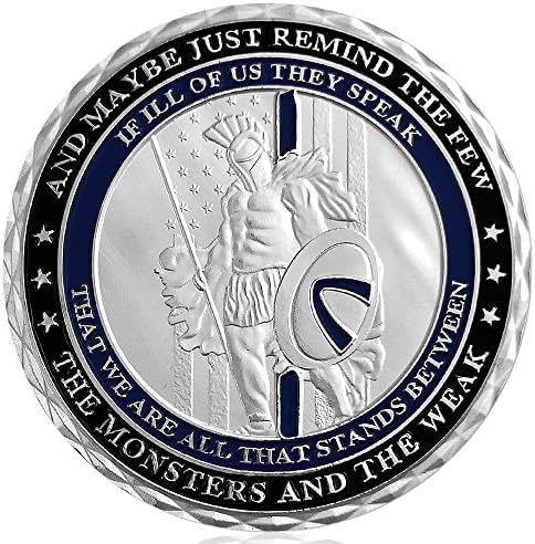 ABD İnce Mavi Çizgi Polis Memurları Spartan Savaşçıları Mücadelesi Coin Kolluk Hatıra Dekorasyon Hediye