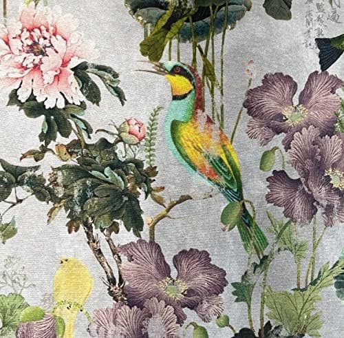 Uğultu Kuşlar Cennet Pamuk Kumaş Yard Metre tarafından Gri Çiçek Dikiş Malzemesi Metre tarafından Vintage Stil Botanik