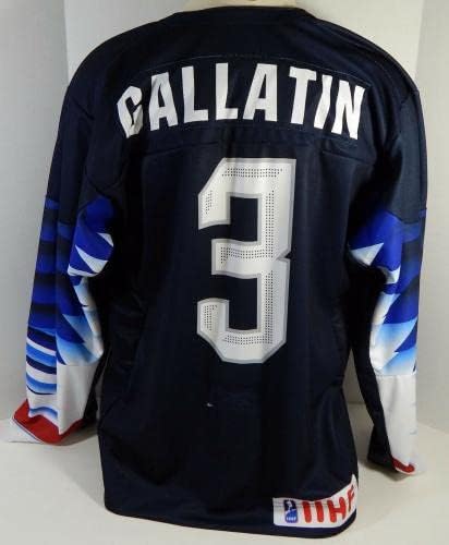 2021 ABD Takımı Hokey Owen Gallatin 3 Oyun Verilen Mavi Jersey U18 Dünya Gençler 0-Oyun Kullanılan NHL Formaları