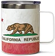 CoasterStone Kaliforniya Cumhuriyeti Bayrağı 12 oz Yalıtımlı Paslanmaz Çelik Kahve Kupa
