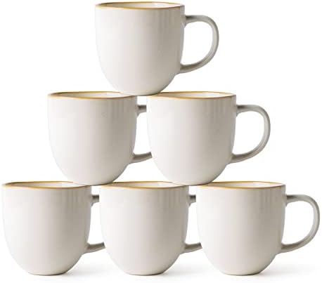AmorArc 12 oz Kahve Kupalar, Seramik Kahve Kupalar 6 set için Adam, Kadın, Baba, Anne, Modern Kahve Kupalar için kolu