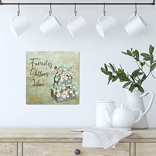 Aile Burada Toplar Ahşap Işareti Beyaz Kapok Çiçek Ahşap Asılı Işareti Bahçe Sevgilisi Hıristiyan ev duvar dekoru