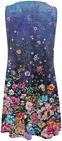Bayan Casual Boho Elbise Yaz Tunik Elbise Anahtar Deliği Tankı Elbiseler Çiçek Plaj Sundress Kolsuz Kavisli Kısa Mini