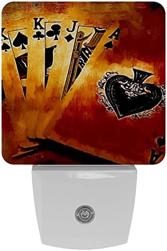 LORVİES Vintage Poker Kartları Plug in LED Gece Lambası Otomatik Sensör Alacakaranlıktan Şafağa Dekoratif Gece Yatak
