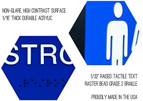 Erişilemeyen/Tekerlekli Sandalye Unisex Cinsiyet Nötr ADA Tuvalet (Banyo) İşareti w / Braille-Mavi