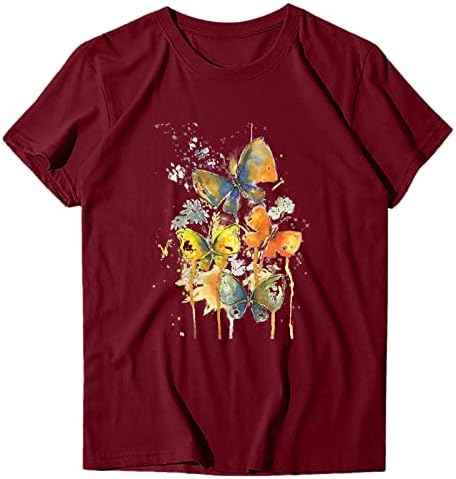 uikmnh Bayanlar yazlık gömlek T - Shirt Pamuk kelebek bluz kısa kollu gömlek