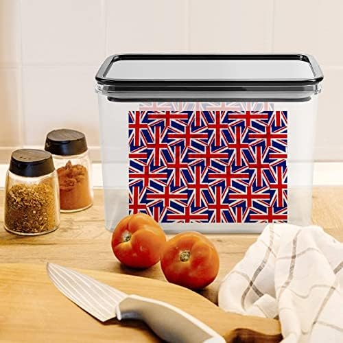 İngiliz Bayrağı Desen Saklama Kapları şeffaf plastik kapaklı kutu Yeniden Kullanılabilir Kutuları Mutfak Tahıl Aperatifler
