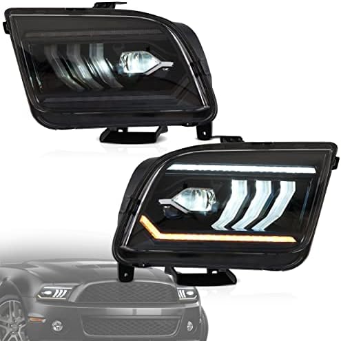 VLAND LED farlar Ford Mustang 2005-2009 için Fit (Shelby GT500 / GT500KR modellerine uymuyor), Dinamik Start-up DRL