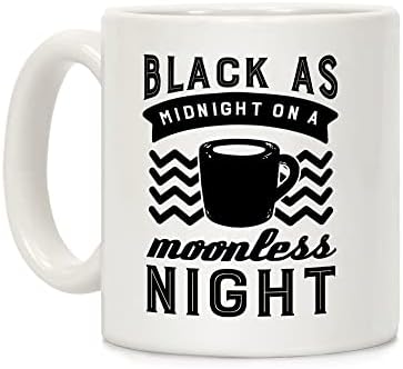 LookHUMAN Siyah Aysız Bir Gecede Gece Yarısı Gibi Beyaz 11 Ons Seramik Kahve Kupası