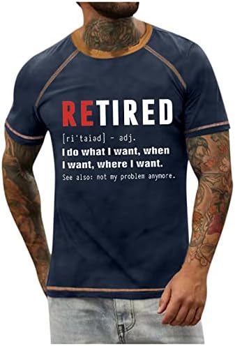 WENKOMG1 Erkek Sloganı T-Shirt, Ellili Kırk Emekli Baskılı Retro Tarzı Kısa Kollu Gömlek Söyleyerek Tee Gömlek Erkekler