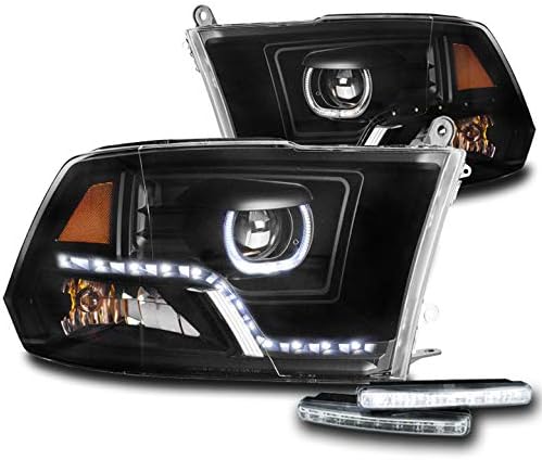 ZMAUTOPARTS 2009-2018 Dodge Ram DRL LED Halo Siyah Projektör Farlar ile 6 Beyaz LED DRL ışıkları