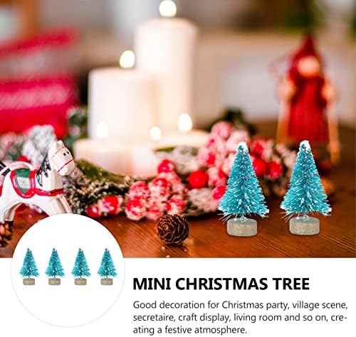 PRETYZOOM 24 Pcs Yapay Mini Noel Ağaçları Sisal Ağaçları ile Ahşap Taban şişe fırçası Mini Ağaçlar için Noel Masa