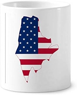 Maine ABD Haritası Yıldız Çizgili Bayrak Şekli Diş Fırçası kalemlik Kupa Seramik Standı Kalem Kupası