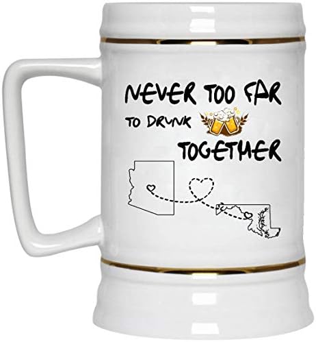 Hediyeler fikirler Babalar Günü Kupa Bira Arizona Maryland Asla Birlikte Bira Şarabı İçmek için Çok Uzak değil-Uzun