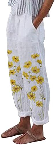 MIASHUI Bayan yaz kıyafetleri Gevşek Düz Pantolon Bel Kadınlar Yüksek Cepler ıle Pantolon Pamuk Rahat Uzun Baskı Plaj