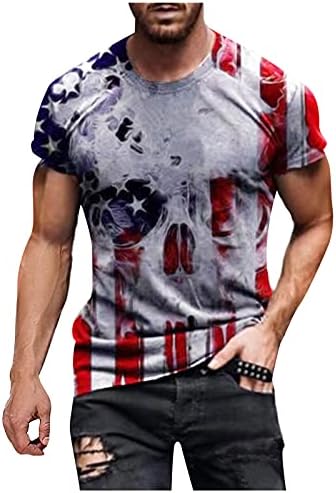 XXVR Yıldız ve Çizgili Baskı erkek t-shirtü Amerikan Bayrağı ABD Bağımsızlık Günü 4 temmuz Tee Gömlek Asker Kısa Kollu