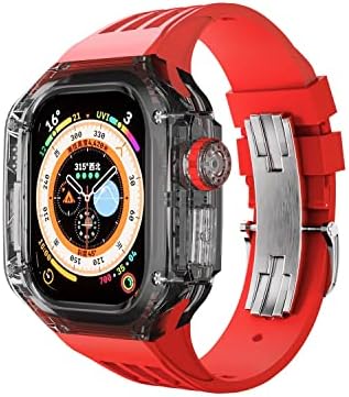 GAFNED Lüks Şeffaf Kılıf Apple Ürünü için Ultra 49mm mod seti Fluororubber Spor Kayış Band iwatch için 8 Pro Ultra