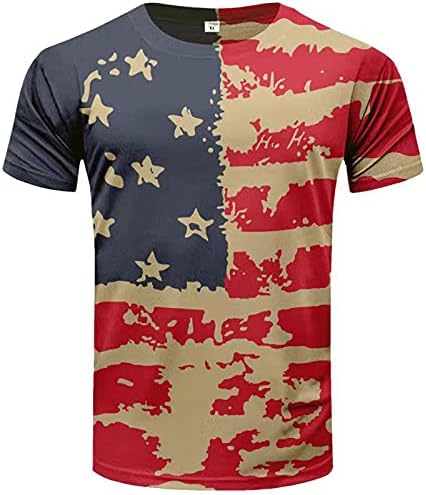 XXBR erkek Bağımsızlık Günü Kısa Kollu Gömlek, Erkek 4 Temmuz Amerikan Bayrağı Üstleri Rahat Baskılı Crewneck T-Shirt