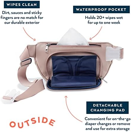 Kibou Vegan Premium Deri Bel Çantası Bebek Bezi Çantası: Çıkarılabilir Kompakt Alt Değiştirme Pedi ve ıslak mendil