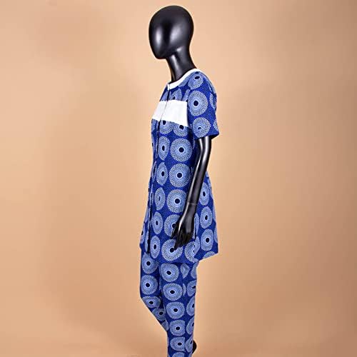 Afrika kıyafeti Kadınlar için Kısa Kollu Gömlek ve Baskı Pantolon 2 Parça Set Eşofman Artı Boyutu Dashiki Rahat Kıyafet