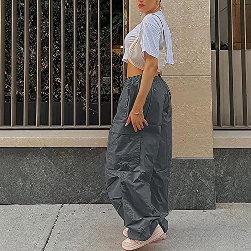 Kadın Artı Boyutu Bağlı Düz Kargo Pantolon Düz Geniş Bacak Gevşek günlük pantolon Bayan Sweatpants Artı