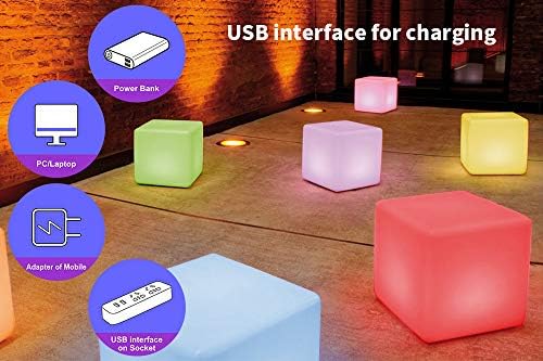 BLUEYE LED Küp sandalye ışığı: Yetişkinler için 16 inç Kablosuz LED Küp Koltuk, Yeni Kolay Şarj LED Modülü, Uzaktan