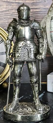 Ebros Hediye Ortaçağ Takım Elbise Zırh Valiant Kılıçlı Cesur Aslan Yürekli Şövalye arması Heykelcik 7 H