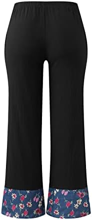 Yaz Rahat Pamuk Keten Pantolon Kadınlar için Baggy Geniş Bacak Pantolon Yüksek Belli plaj cepli pantolon Rahat Dipleri