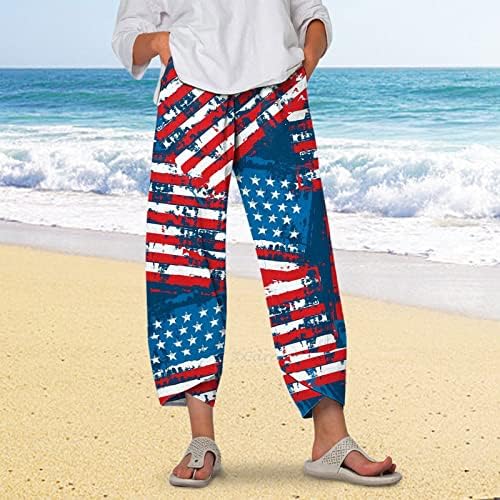 Pamuk Keten Kırpılmış Pantolon Bayan Kadınlar için Yaz Rahat kapri cepli pantolon Baggy Boho Rahat plaj pantolonları