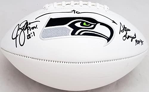 Steve Largent & Jim Zorn İmzalı Seattle Seahawks Beyaz Logolu Futbol (Lekeli) MCS Holo 83902 - İmzalı Futbol Topları